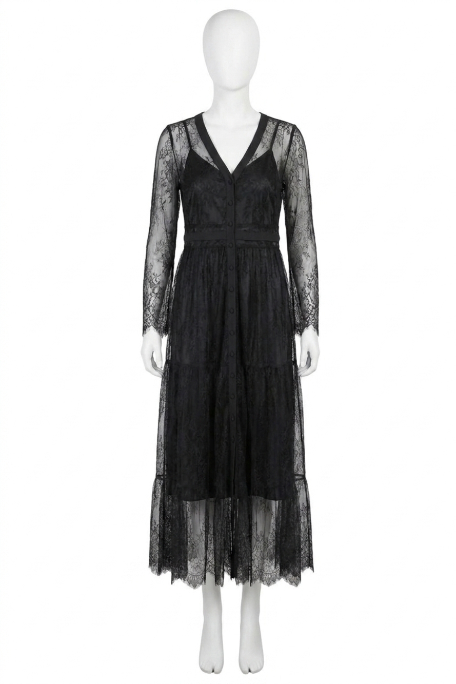 NEW GREYLIN emma button up dress in black